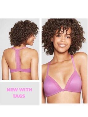 NWT pink racer back Lace Trim Bra Bralette 34C